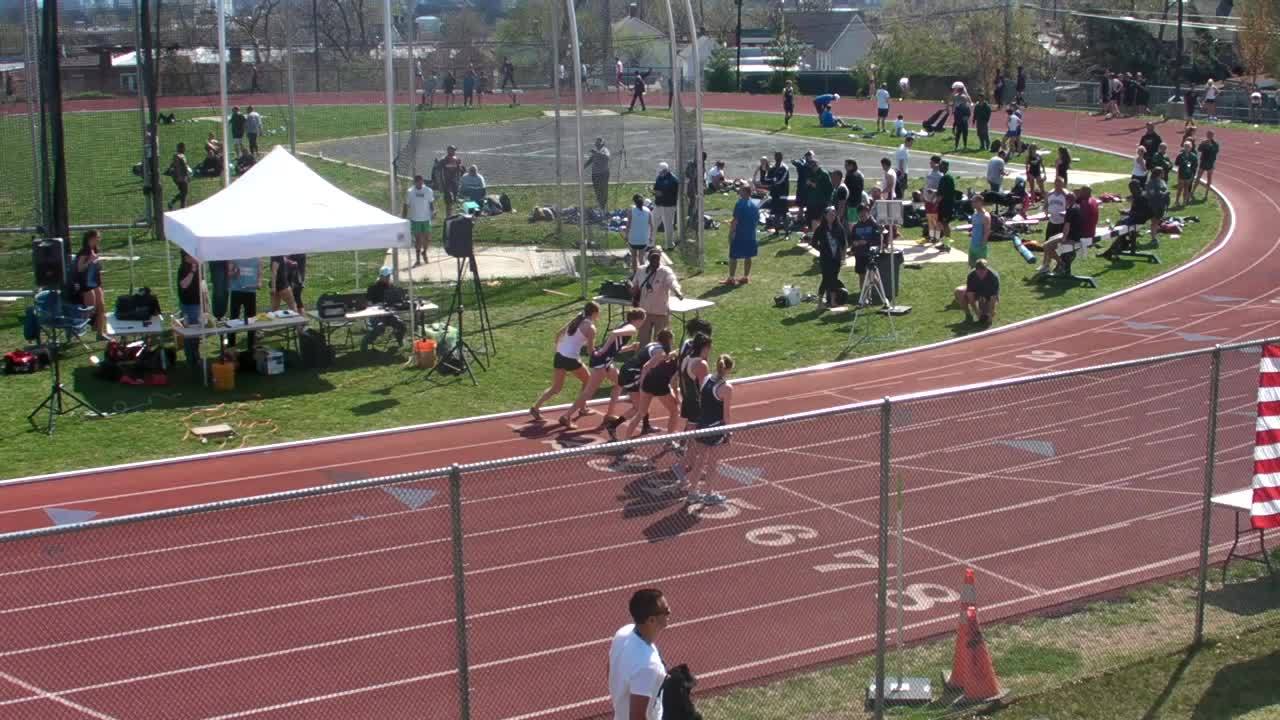 Women track runners tow the line at the Loyola University Track.